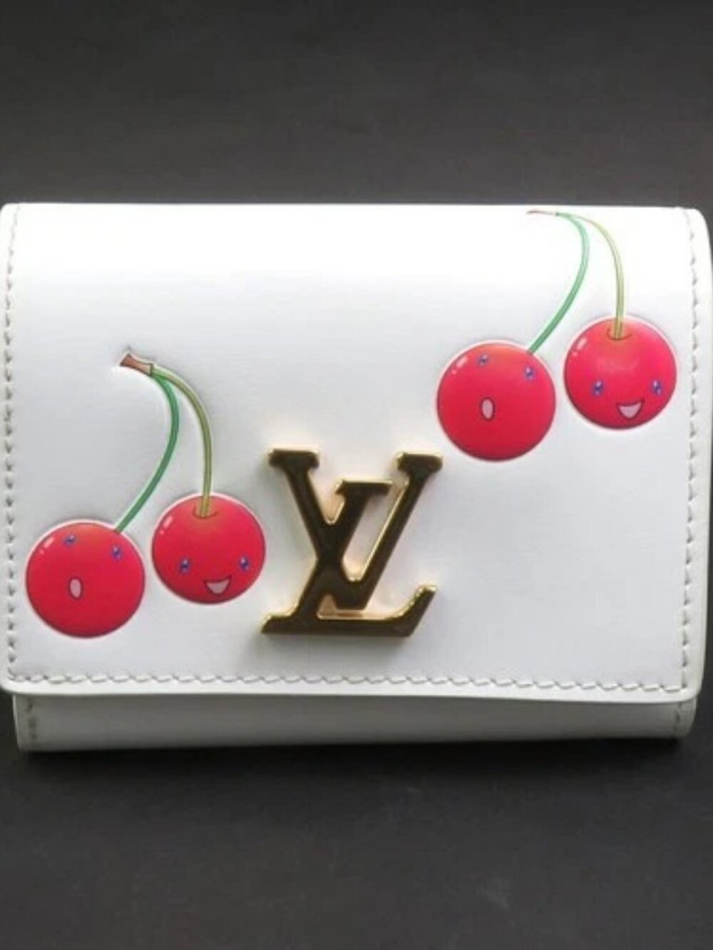 Auth LOUIS VUITTON Bifold Wallet white leather M14298 90294a